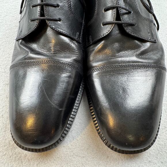 Vtg 12 M Adolfo Made In Italy Black Leather Cap Toe Oxford Shoes Mens Dress Shoe main image 6